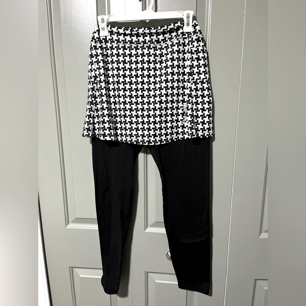 Runningskirts brand Skirted cold weather leggings fleece lined Sz L houndstooth